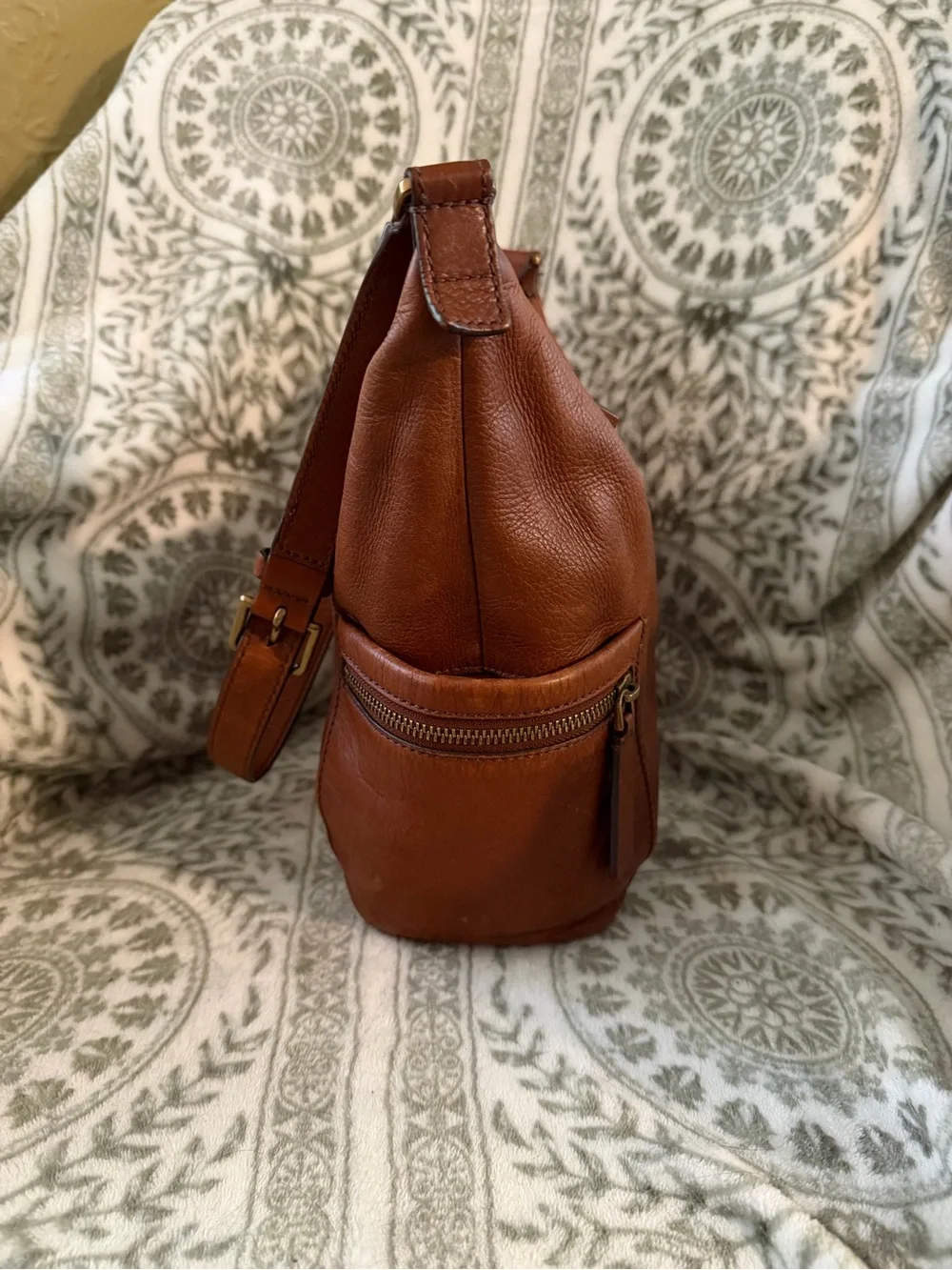 Fossil Emerson Brown Leather Hobo Bag